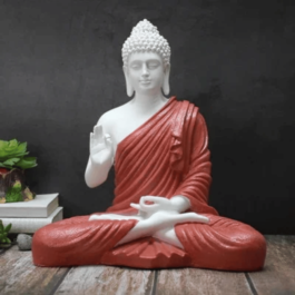 Phooldaan | Blessing Buddha 2ft Statue red and white