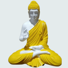 Phooldaan | Blessing Buddha statue white and yellow  2ft