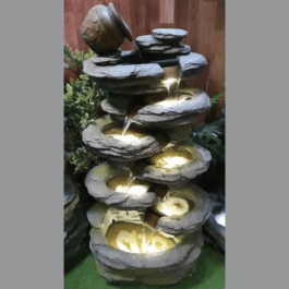 Phooldaan | Matki/ Pot Floating Multi Step Water Fountain, Stone Grey 6ft