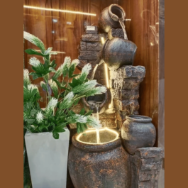 Phooldaan | Matki/ Pot Pattern Fountain 4 ft, Ceramic Brown