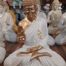 Phooldaan | Blessing Buddha Statue, Dust White/ Gold 2ft