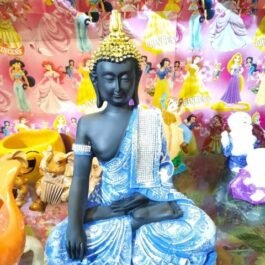 Phooldaan | Meditating  Buddha Statue, Black/ Blue 1ft