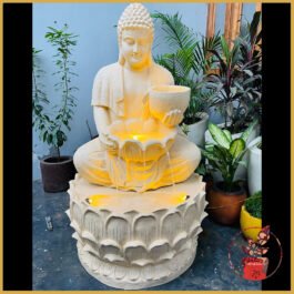 Double Lotus Buddha Water Fountain for Serene Ambiance