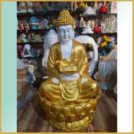 Phooldaan | Lotus Buddha Fountain White/gold 5ft
