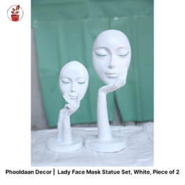 Lady Face Mask Statue White Piece of 2