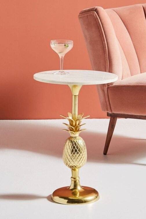 Phooldaan | Vintage Solid Brass Pineapple Side Table