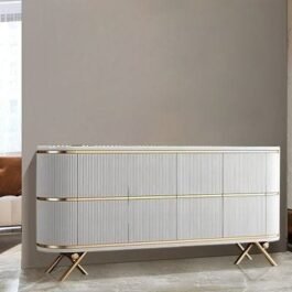 Phooldaan | Modern Console Table With Storage (White)