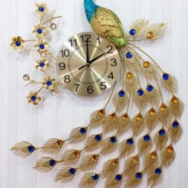 Phooldaan | Peacock Crystal Wall Clock