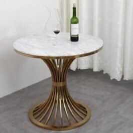 Phooldaan | Modern Round White Marble With Gold Frame Side/Coffee Table