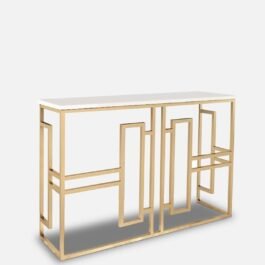 Phooldaan | Modern White Console Table With Marble Top