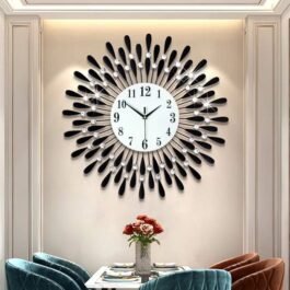 Phooldaan Decor | Modern Round Sunflower Metal Wall Diamond Clock