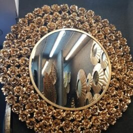 Phooldaan Decor | Metallic Rose Studded Wall Mirror
