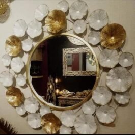 Phooldaan Decor | White Gold Floral Wall Wall Mirror