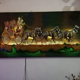 Phooldaan Decor | Metal Horse Cart with LED Lights