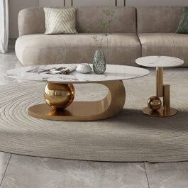 Phooldaan | Nesting Coffee Table Set with Gold Ball Accents