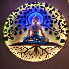Phooldaan Decor | Multicolor Iron Wall LED Buddha With Tree