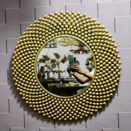 Phooldaan | Metal Wall Mirror With Round Brass Iron Beads