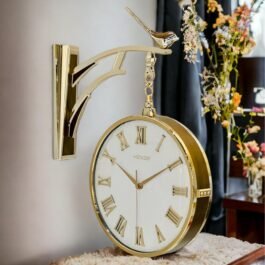 Phooldaan | Vintage Railway Station Clock (Golden White)