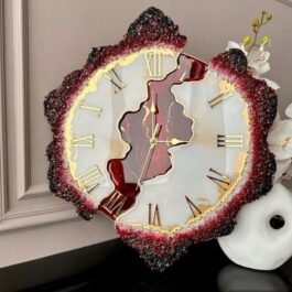 Phooldaan | Handmade Decorative Resin Clock (Red)