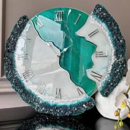 Phooldaan | Handmade Decorative Resin Clock (Light Green)