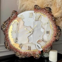 Phooldaan | Handmade Decorative Resin Clock (Golden)