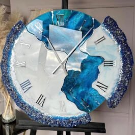 Phooldaan | Handmade Decorative Resin Clock (Blue)