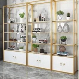 Phooldaan | Golden White Multicompartment Shelf With Storage