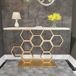 Phooldaan | Honeycomb Base White Console Table