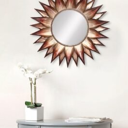 Phooldaan | Brown Pointed Circular Wall Mirror