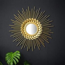 Phooldaan | Sunburst Gold Petal Round Wall Mirror