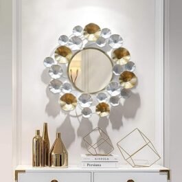 Phooldaan | Gold and White Floral Wall Clock