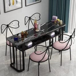 Phooldaan | 4-Seater Bow Shaped Table and Chair Set (Pink)
