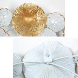 Phooldaan | Gold and White Floral Wall Clock