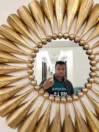 Phooldaan | Golden Unique Wall Mirror