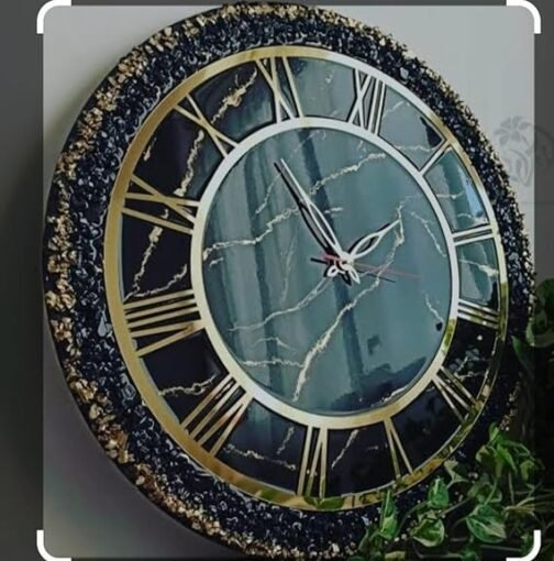 Phooldaan | Roman Black Resin Wall Clock - Image 2