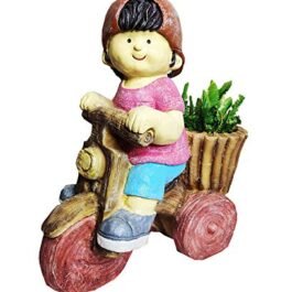 Phooldaan | Wonderland Planter Boy on Cycle (Pink) | Resin