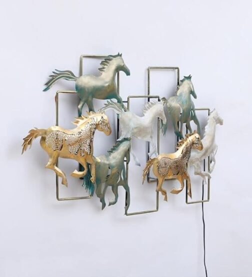 Phooldaan Decor | Metal Stallions Wall Decor With LED Lights - Image 2