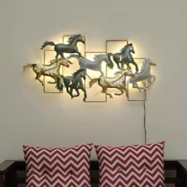Phooldaan Decor | Metal Stallions Wall Decor With LED Lights
