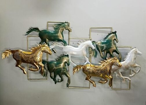 Phooldaan Decor | Metal Stallions Wall Decor With LED Lights - Image 3