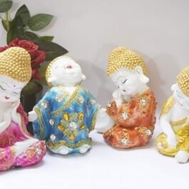 Phooldaan | Monk Buddha Set | Multicolor Handmade (Polyresin)