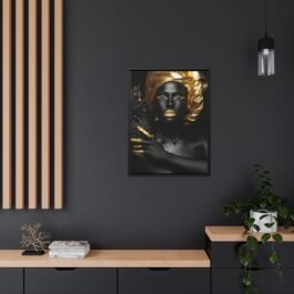 Phooldaan Decor | Black and Gold women Matte Canvas Black Frame