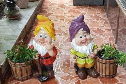 Wonderland Gnome Planter Statue, Multicolor | (Set of 2) | 12 Inches