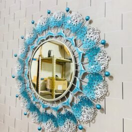 Phooldaan | Decorative Floral Design Wall Mirror (Blue and White)
