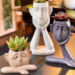 Phooldaan | Emotional Faces Resin Planters Pots (Set of 3 Piece) | 9-15 inches