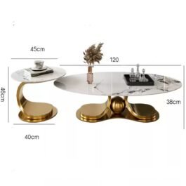Phooldaan | Luxurious Golden White Marble Centre Table