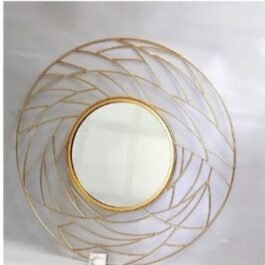 Phooldaan | Round Gold-Hued Mirror With Iron Frame