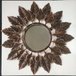 Phooldaan | Decorative Leafy Pattern Round Wall Mirror