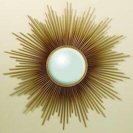 Phooldaan | Gold Round Sunburst Wall Mirror