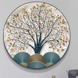 Phooldaan | Golden Tree Circular Wall Art Frame