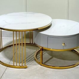 Phooldaan | Pair of White Modern Table With Drawer